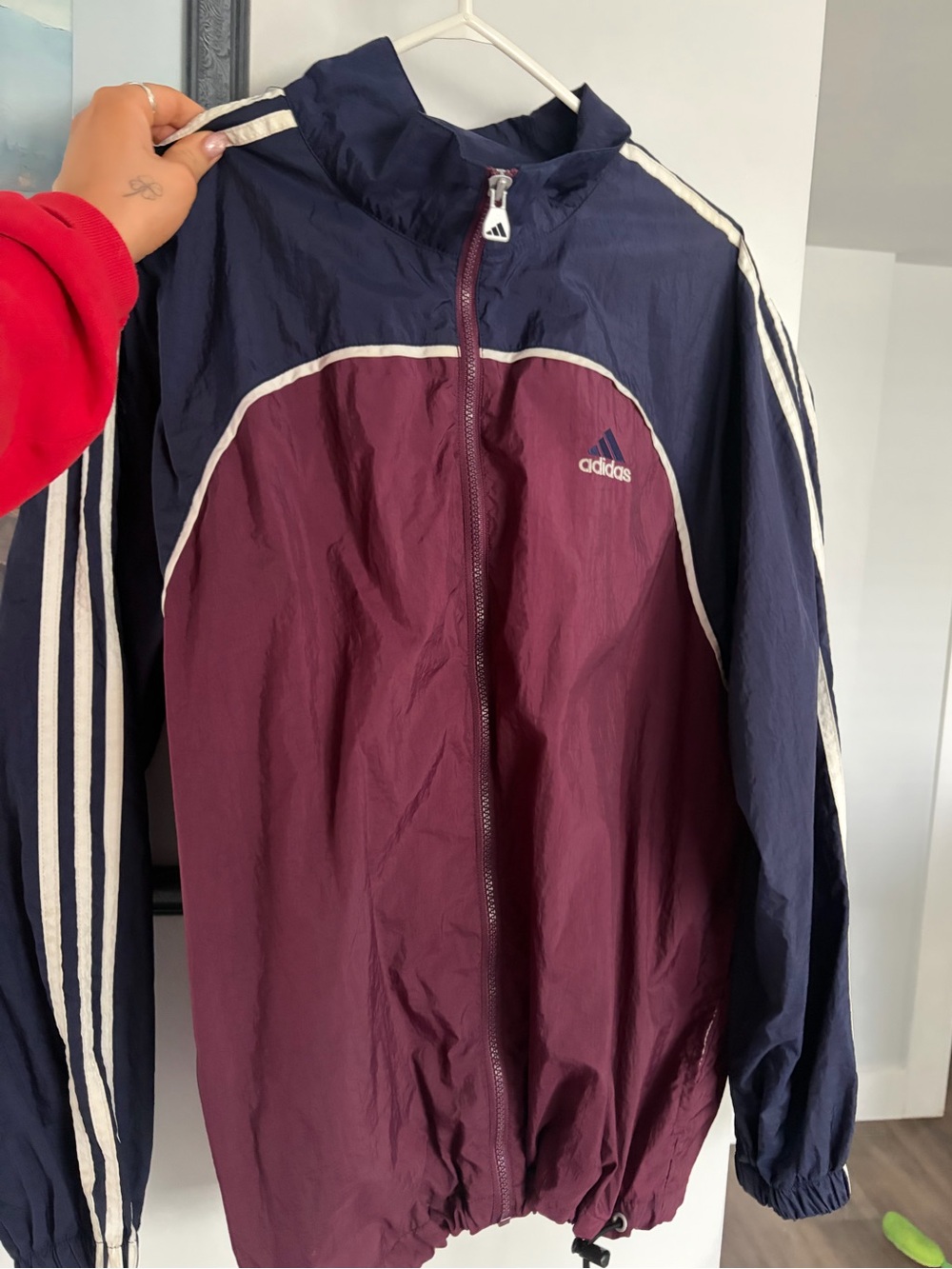 adidas Navy and Burgundy Windbreaker Jacket